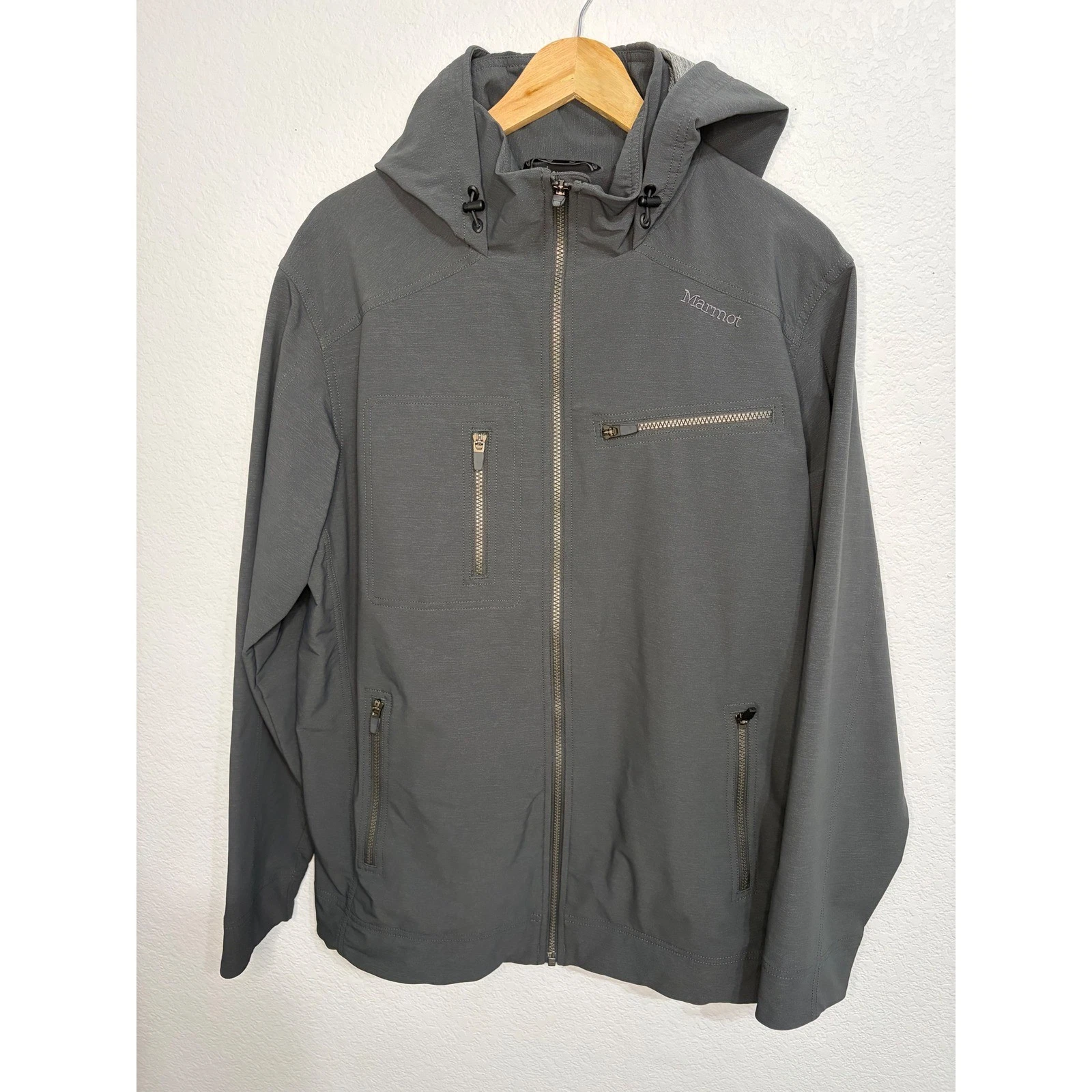 Marmot Mens Softshell Jacket and Pants Set Charcoal Grey Hooded Outdoor Suit L