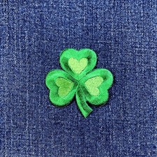 Shamrock Applique Patch - Embroidered Heart Clover Good Luck Badge 2" Iron On