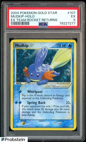 2004 Pokemon EX Team Rocket Returns #107/109 Mudkip Gold Star Holo Rare PSA 5