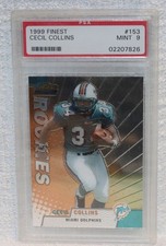 1999 Topps Finest CECIL COLLINS #153 PSA Mint 9 Rookie Card Miami Dolphin POP 28. rookie card picture