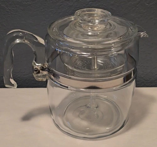 Vintage Pyrex Flameware 7759-B Glass Percolator Coffee Pot Complete 6-9 Cup 9C