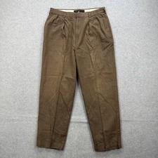 Vintage Tommy Hilfiger Pants Mens 33x29* Brown Glen Check Pleated Cuffed Dress