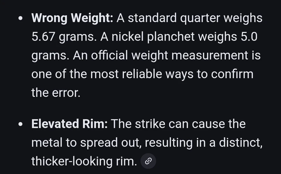Cuarto de dólar de Carolina del Norte 2001 golpeado en planchet de níquel Foto 3 de 4