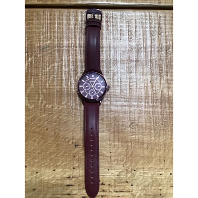 Fossil BQ3285 Wine Dial Multifunction Burgundy Leather Watch 
