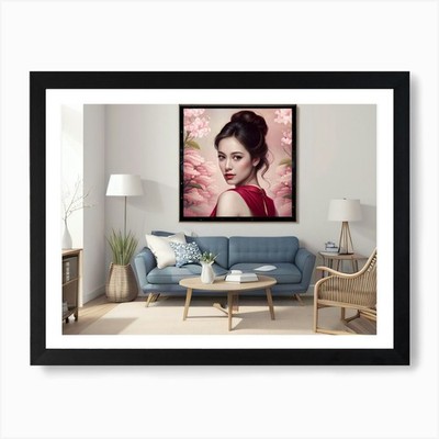 Asian Woman wall art Painting Art P Framed Wall Art Poster Canvas Print Picture