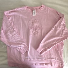 Disney Disneyland Resort Mickey Mouse Pink Embroidered Pullover Sweatshirt L