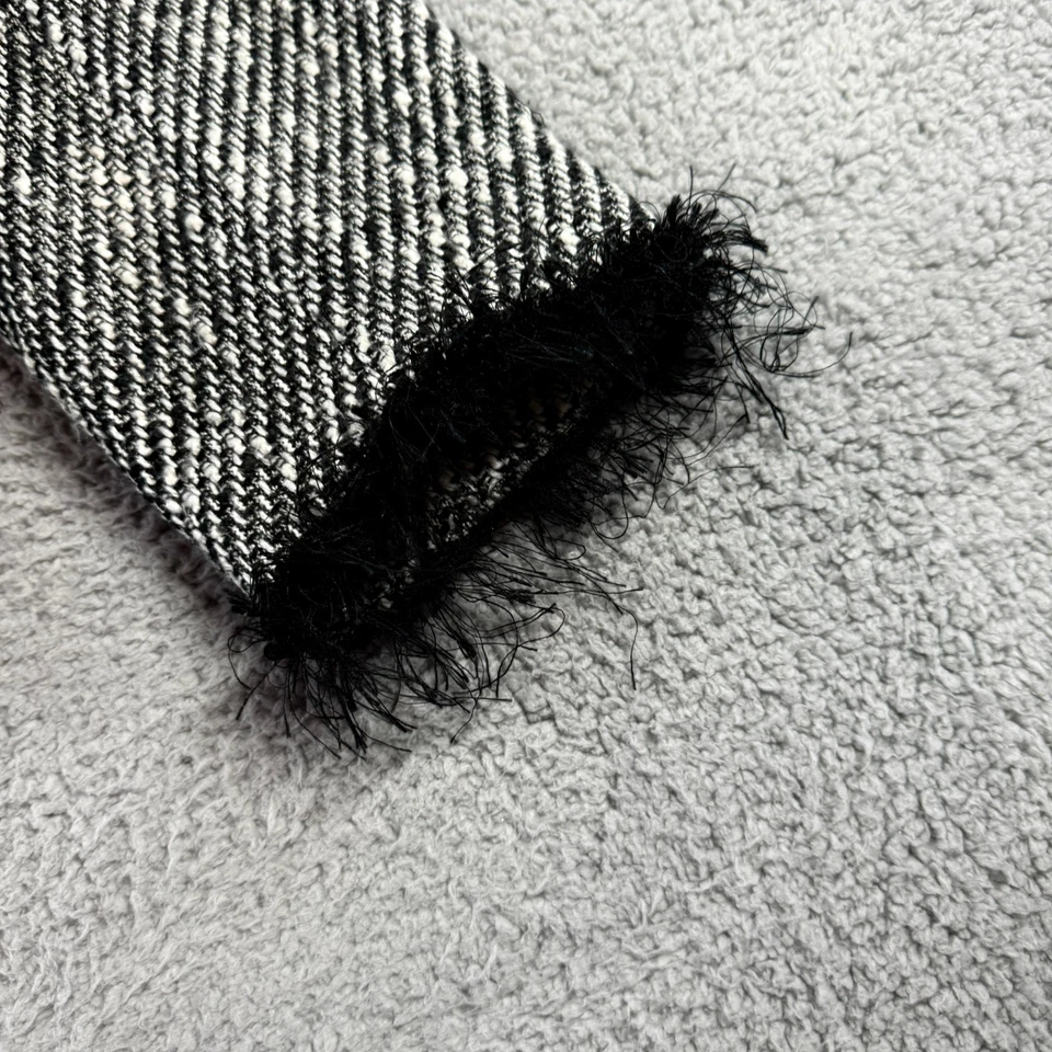 Ashley Stewart Black White Womens 16W Plus Tweed Fringe Formal Open Front Blazer - Image 2 of 4