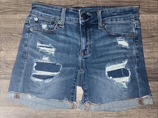American Eagle Denim Shorts Midi Distressed Size 0 Next Level Stretch Shorts