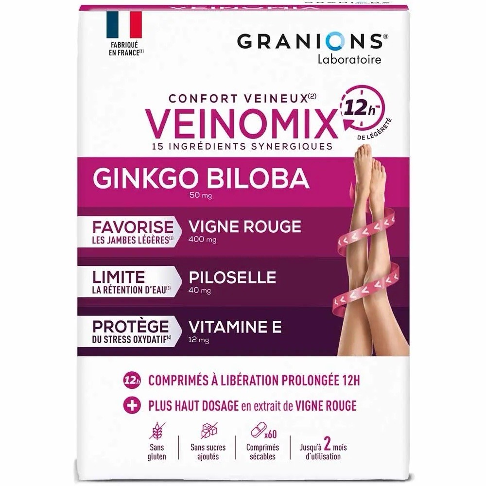 Granions Veinomix confort veineux en boîte de 60 comprimés