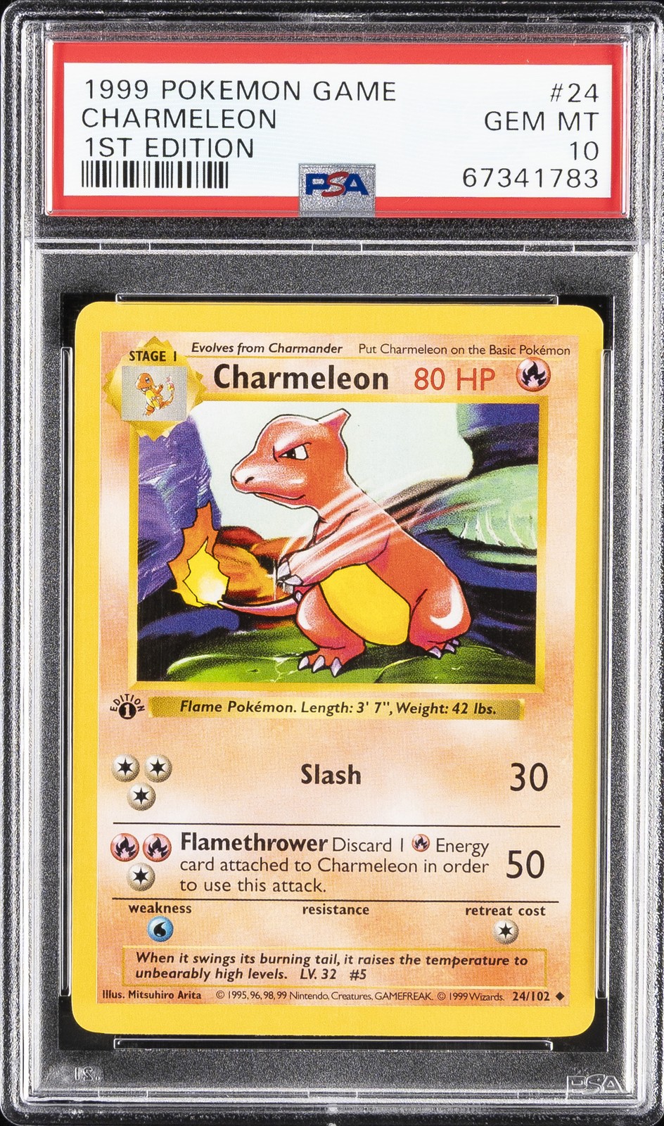 1999 POKEMON GAME 1ST ED #24 CHARMELEON PSA 10