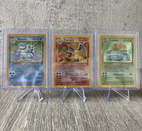 Base Set 2 Trio Charizard 4/102, Blastoise 2/102 & Venusaur Holo - Excellent LP