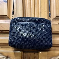 Vintage Whiting  Davis Navy Blue Metallic Mesh Shoulder Evening Bag