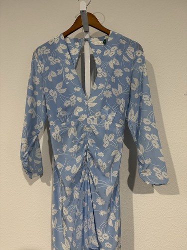 Rixo London | Vestido La Rosa en Estampado Pluma Azul - Talla S $425 - Imagen 3 de 14