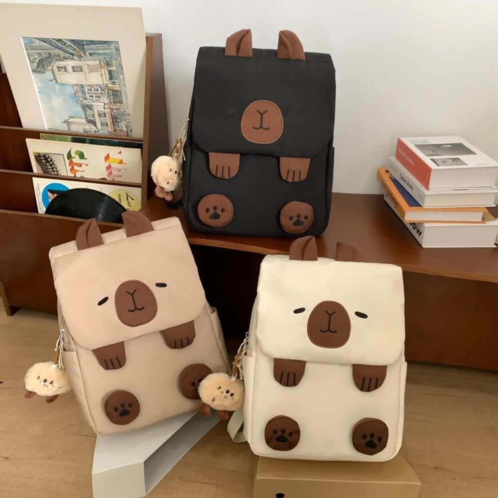 Hondeka Capybara Rugzak, kawaii, schattig, grote inhoud, schoolrugzak voor kinderen en tieners, Bruin 3, S