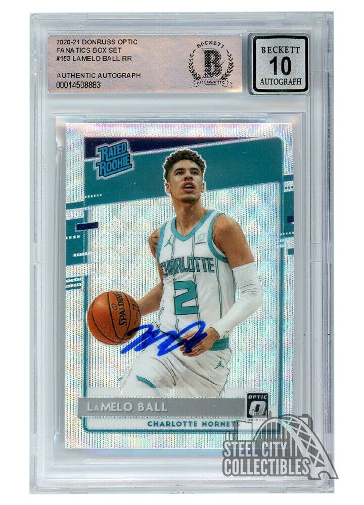 LaMelo Ball Charlotte Hornets Autographed 2020-21 Donruss Optic Rated  Rookie Fanatics Box Set #153 Beckett