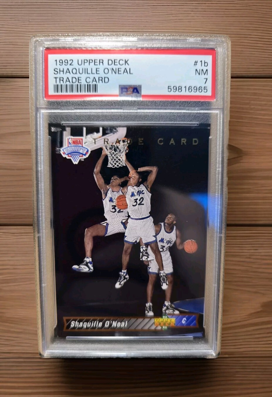 Shaquille O'Neal 1992 Upper Deck Trade Card #1b PSA 7 Orlando Magic