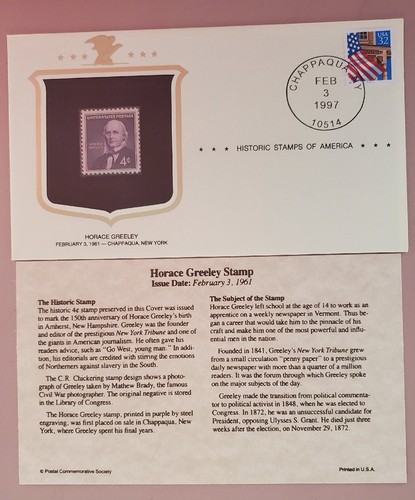 Historic Stamps Of America Horace Greeley February 3, 1961 - Picture 4 of 4