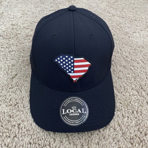 Local Crowns South Carolina Rubber Patch Hat USA Flag Filled Black Snapback Cap - 第 9/9 張圖片