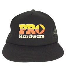 Vtg Pro Hardware Cap Script Spell Out Logo Mesh Snap Back Trucker Baseball Hat