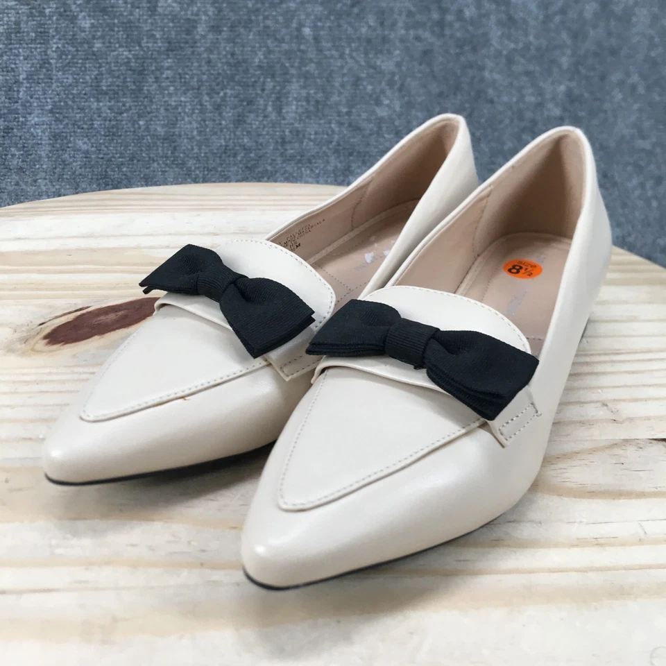 Zapatos mocasines Adrienne Vittadini para mujer 8,5 m Penny de cuero beige con lazo en punta Foto 4 de 4