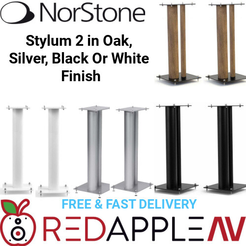 Pair NorStone Stylum 2 Speaker Stands 60cm High Oak*/Black/Siver or White Finish - Afbeelding 1 van 9