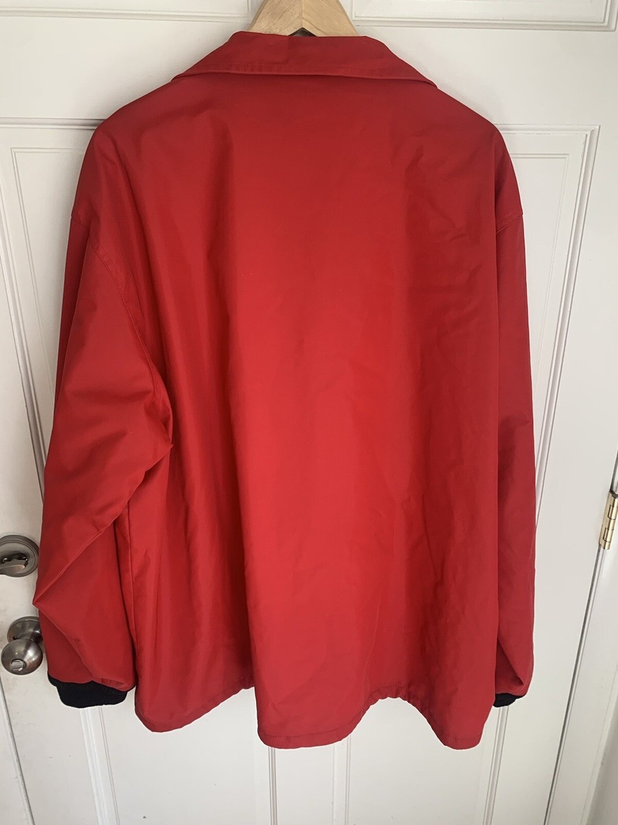 Vintage 90's Ralph Lauren Polo Sport Red Rubberized Coach Jacket