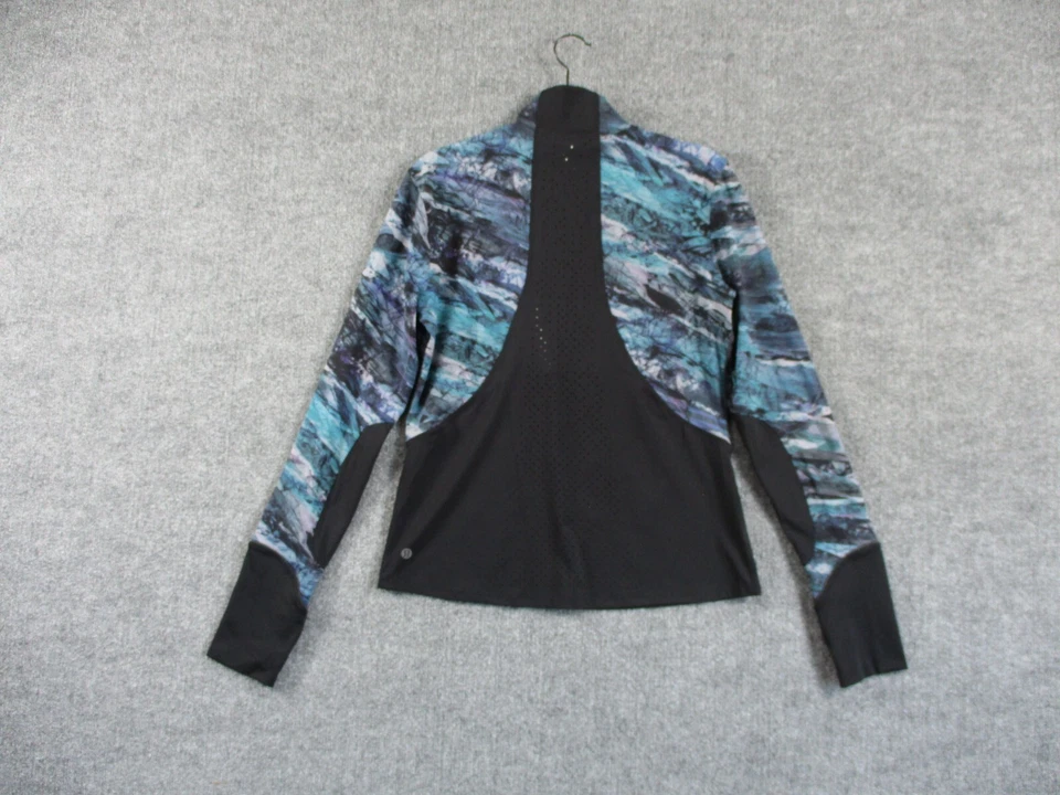 Lululemon Womens Shirt 10 Blue Black New Route Run Athletic Mesh 1/2 Zip Reflect - Image 2 of 4