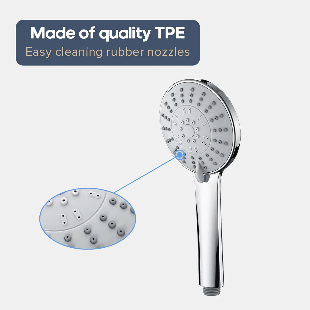 Decaura 5-Mode Hand Held Shower Head with 1.5m Shower Hose Chrome High Pressure