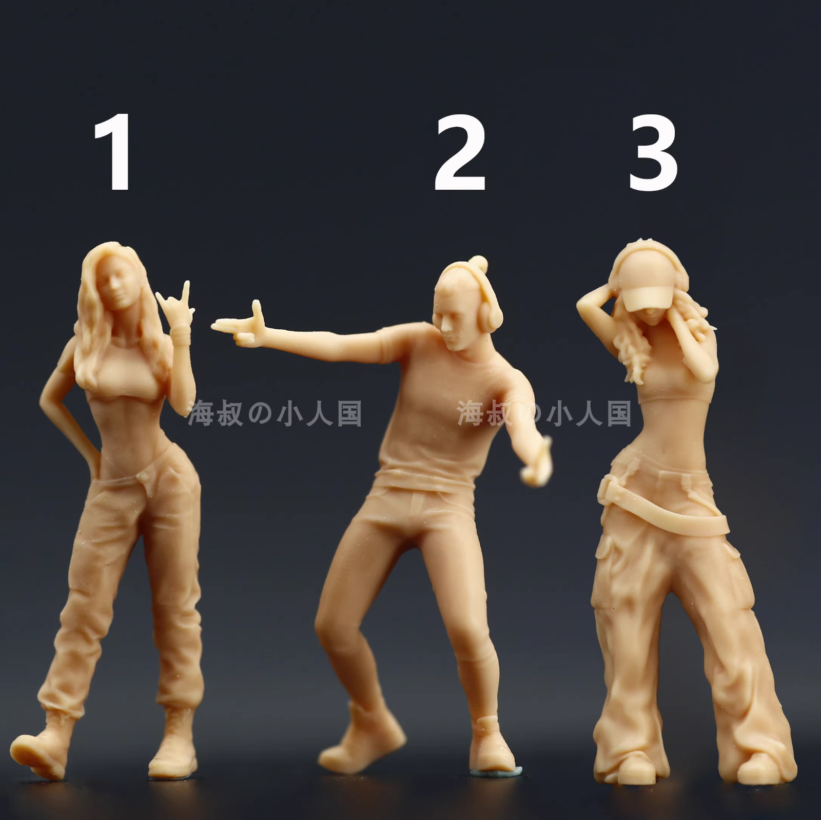 3pcs 1/64 Miniatures For Cars Vehicles Model Fighting Dance Hip Hop Youth Scene