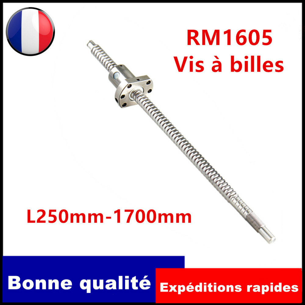 Vis à Billes GooEquip SFU1605 1000mm - Acier Inoxydable | Kit CNC BK12/BF12