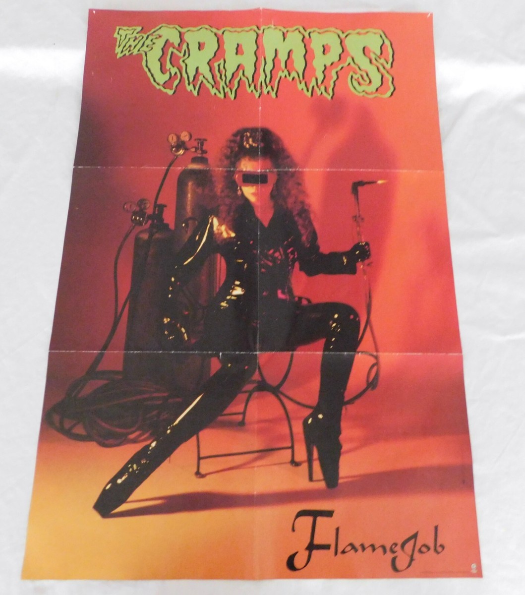 THE CRAMPS FLAMEJOB POSTER 2 SIDED PROMOTIONAL HTF 3' x 2' LARGE