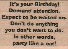 It's Your Birthday 1 3/4 x 2 1/4" Rubber Stamp, Special Occasion Stamp