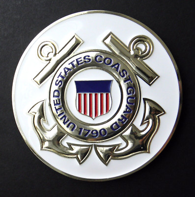 US COAST GUARD USCG EMBLEM LARGE METAL ENAMEL MOUNTABLE MEDALLION 4 INCHES
