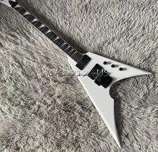 Active Snow White Arrow Electric Guitar V Shape HH Pickup Floyd Rose Black Part