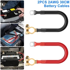 Heavy-Duty 2AWG Battery Cables 30cm/12in w/ 3/8" Terminals for 12V-24V System