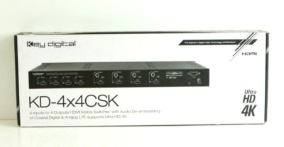 Key Digital KD-4x4CSK 4x4 I/O HD/4K HDMI Matrix Switcher Audio DeEmbedders k694