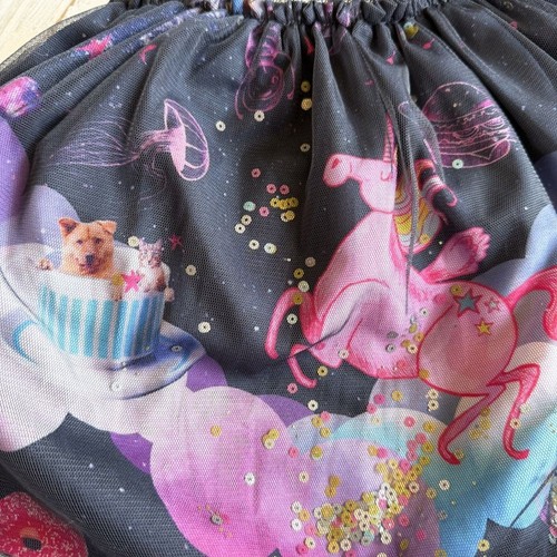 Cakewalk by Oilily Tulle Skirt Girls 5-6 (110-116) Outer Space Animals Whimsical - Picture 5 of 18