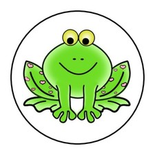 30 Cute Frog Envelope Seals Labels Stickers 1.5" Round hearts froggy favors
