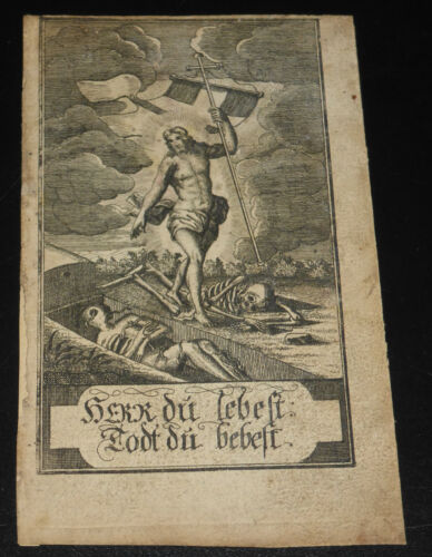 Herr du lebest - Todt du gebest Sarg Skelett Friedhof Barocker Kupferstich 1680 - Bild 1 von 3