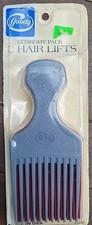 Vtg Goody Textured Plastic Hair Pick Lift Comb Gray Red Made in USA Lot of 3