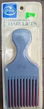 Vtg Goody Textured Plastic Hair Pick Lift Comb Gray Red  Made in USA Lot of 3