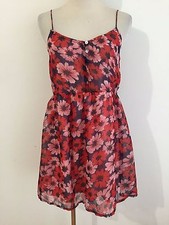 ZARA TRF Collection Sleeveless Dress Red, Pink & Purple Floral Size S