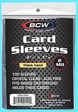 100 BCW Thick 130pt CARD SLEEVES Jersey Relic Patch Sports Trading Baseball Soft