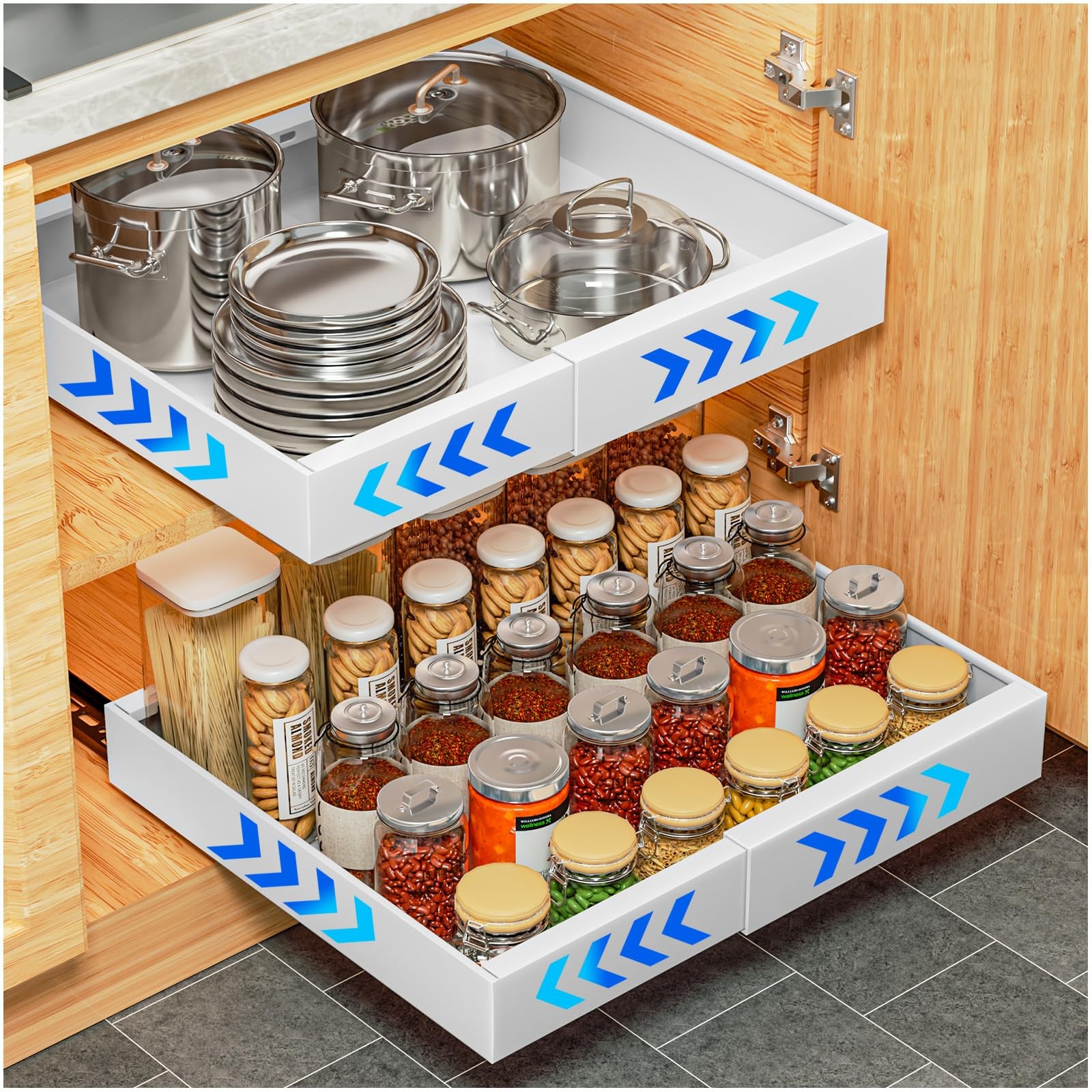 Выдвижной шкаф-органайзер YFXCVSL, 2 упаковки, с возможностью расширения (12,6-20,5) - Белый