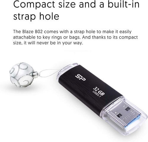 Silicon Power 128 GB USB Flash Drive, B02 Blaze, USB3.1, Retractable Connector, - Picture 2 of 5