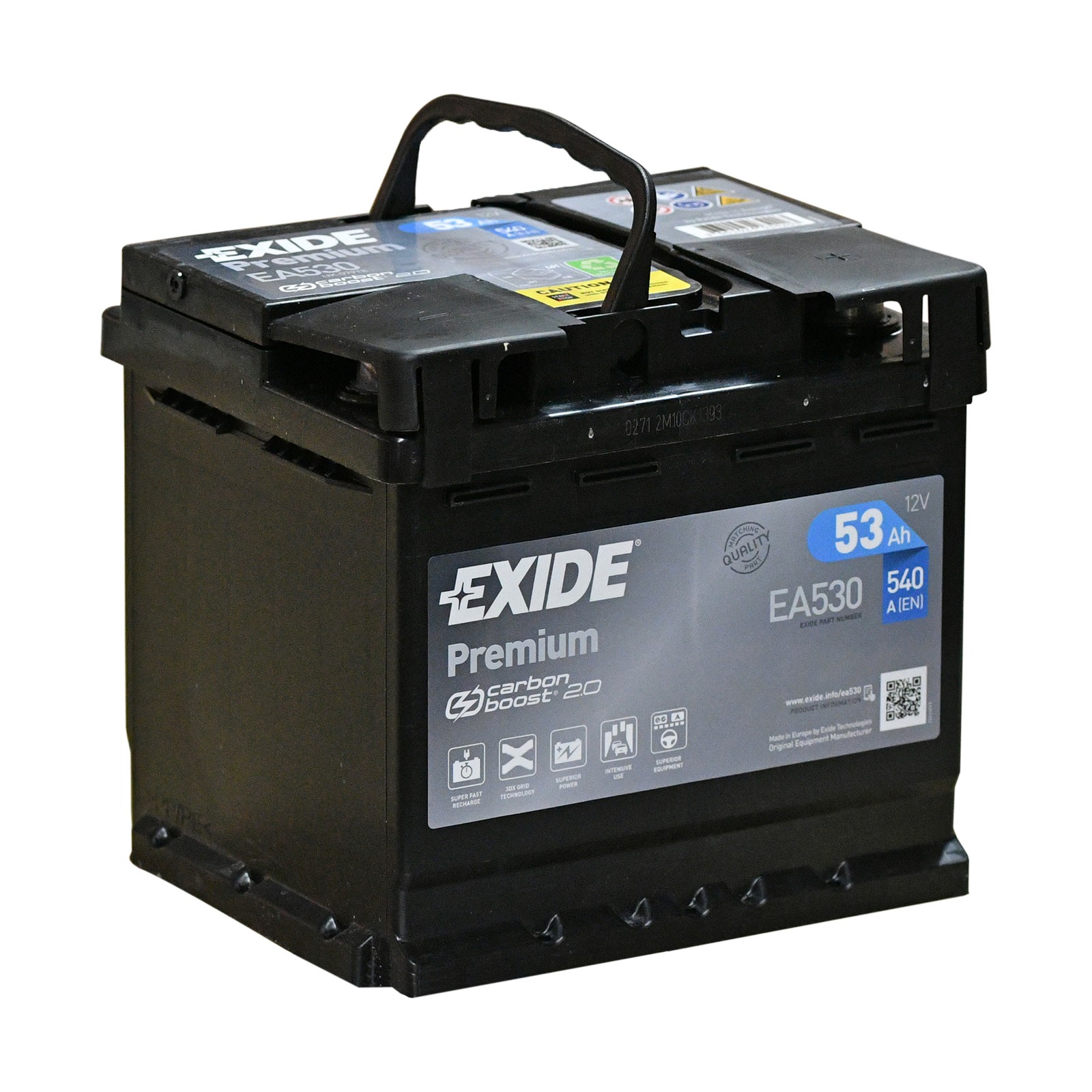 Batterie voiture Exide EA530 53Ah anti-panne pour démarrages d'hiver