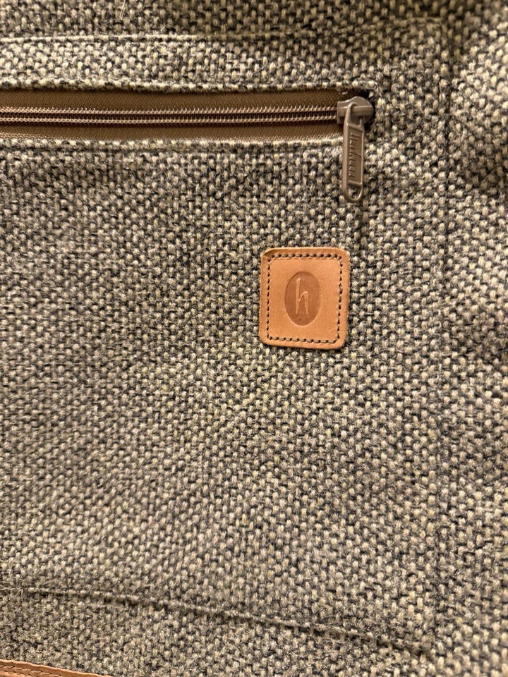 Vintage Hartmann Tweed and Belting Leather Trim Carry-on Garment Bag Brown USA - Image 3 of 4