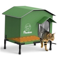 Heated Cat House for Outdoor in Winter, Weatherproof S 20.9x19.3x12.6in Green