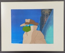 TMNT Turtles Original Animation Art CEL Leonardo with fedora and trench coat