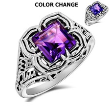 3CT Color Changing Alexandrite 925 Sterling Silver Filigree Ring Sz 6 US7
